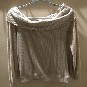 Off the shoulder cream sweater